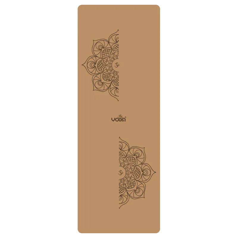 2025 New Cork & Natural Rubber Luxury Yoga Mat with Laser-Engraved Alignment Lines - Shock Absorption, Anti-Slip, Noise Reductio