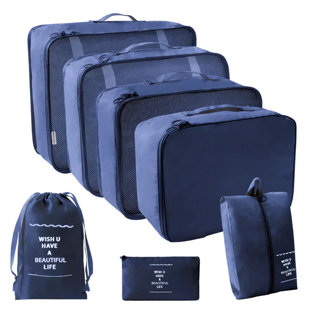 7-piece Set Travel Bag Organizer Clothes Luggage Travel Organizer Blanket Shoes Organizers Bag Suitcase Pouch Packing Cubes
