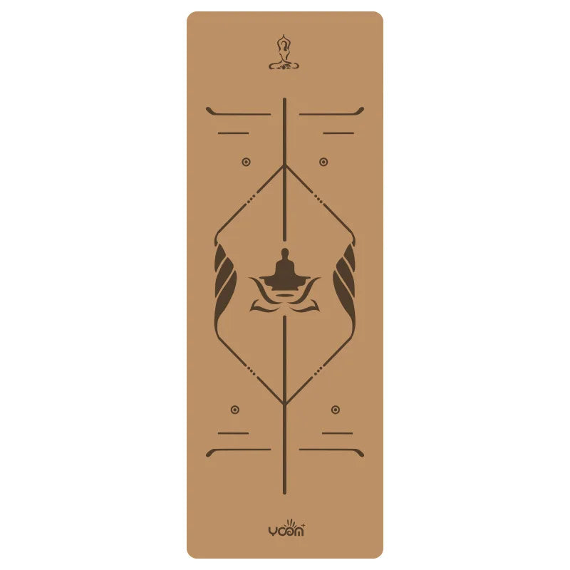 2025 New Cork & Natural Rubber Luxury Yoga Mat with Laser-Engraved Alignment Lines - Shock Absorption, Anti-Slip, Noise Reductio