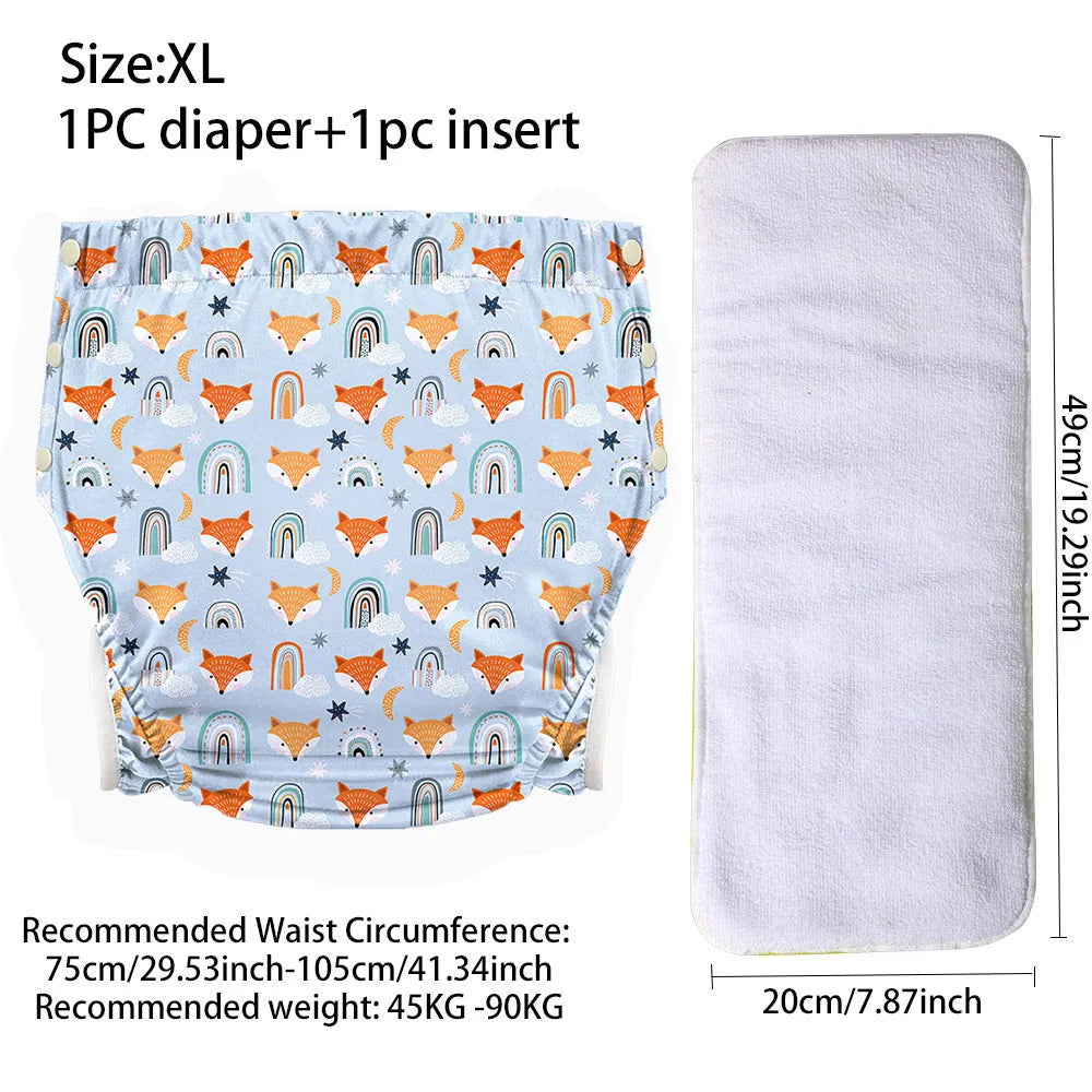 Ice Silk Adult Cloth Disaper Waterproof Old Man's Diaper Pants Reusable Diapers Trouser Pocket Anti-leak Breathable Nappy Pads