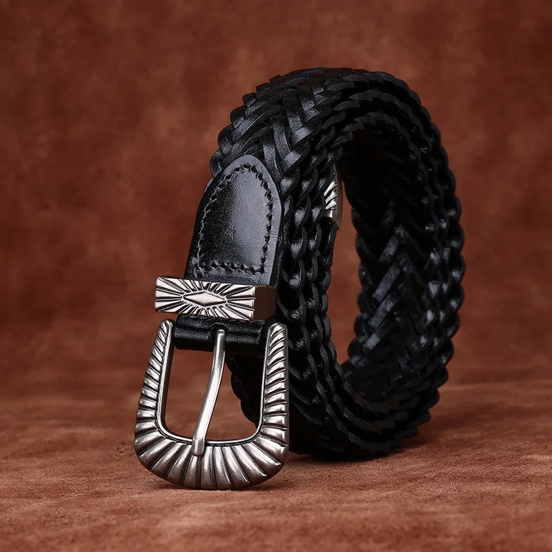 3.0CMNew Luxury Designer Handmade Genuine Leather Women's Belt Jeans Casual Dress Ladies Trendy Belts Fashion Waistband