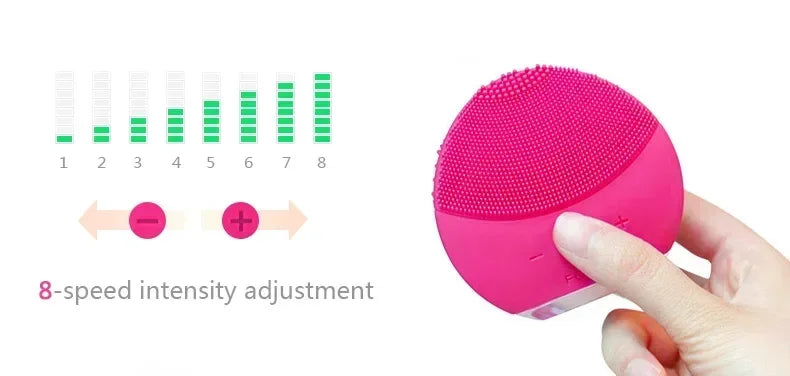 luna mini2 facial silicone facial cleansing brush,foreoing real LOGO, USB charging, waterproof, level 8