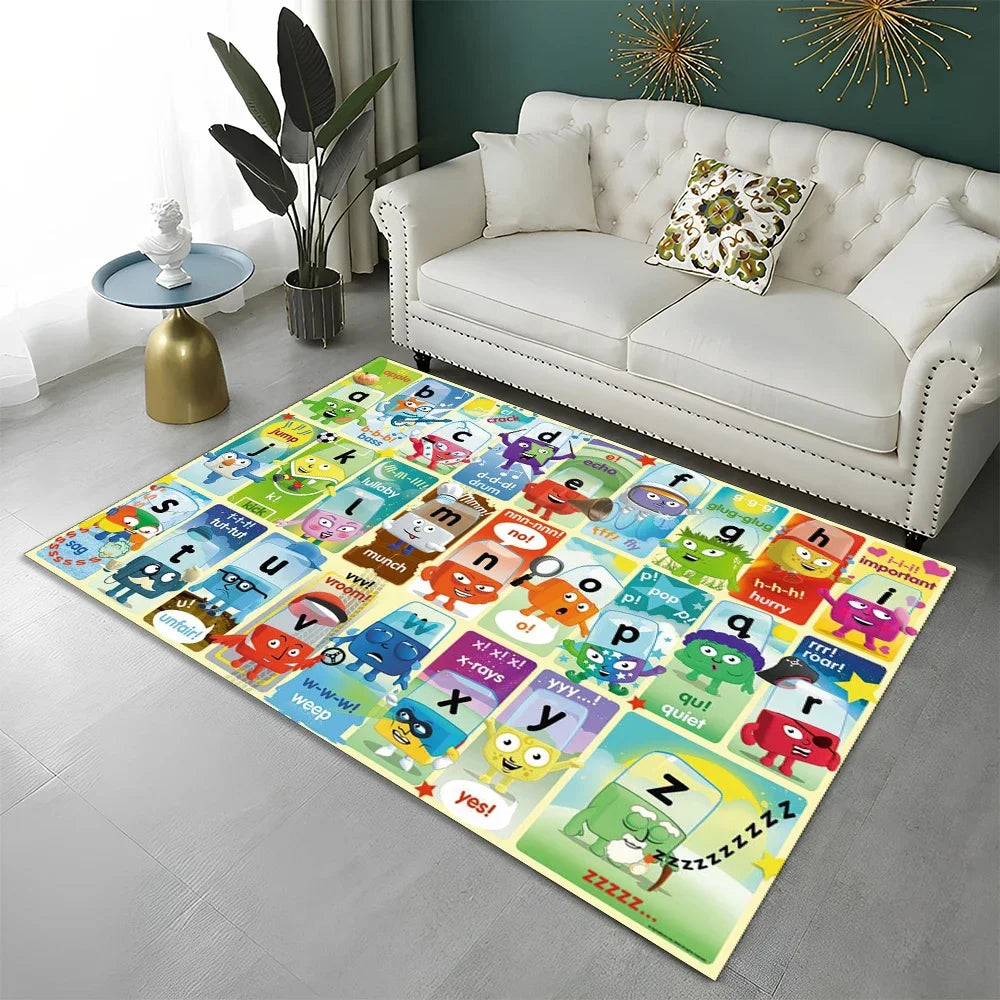 ABC Early Education Cartoon Kids Playroom Alphabet Children Crawling Area Rug,Carpet for Living Room Bedroom Sofa,Non-slip Mat
