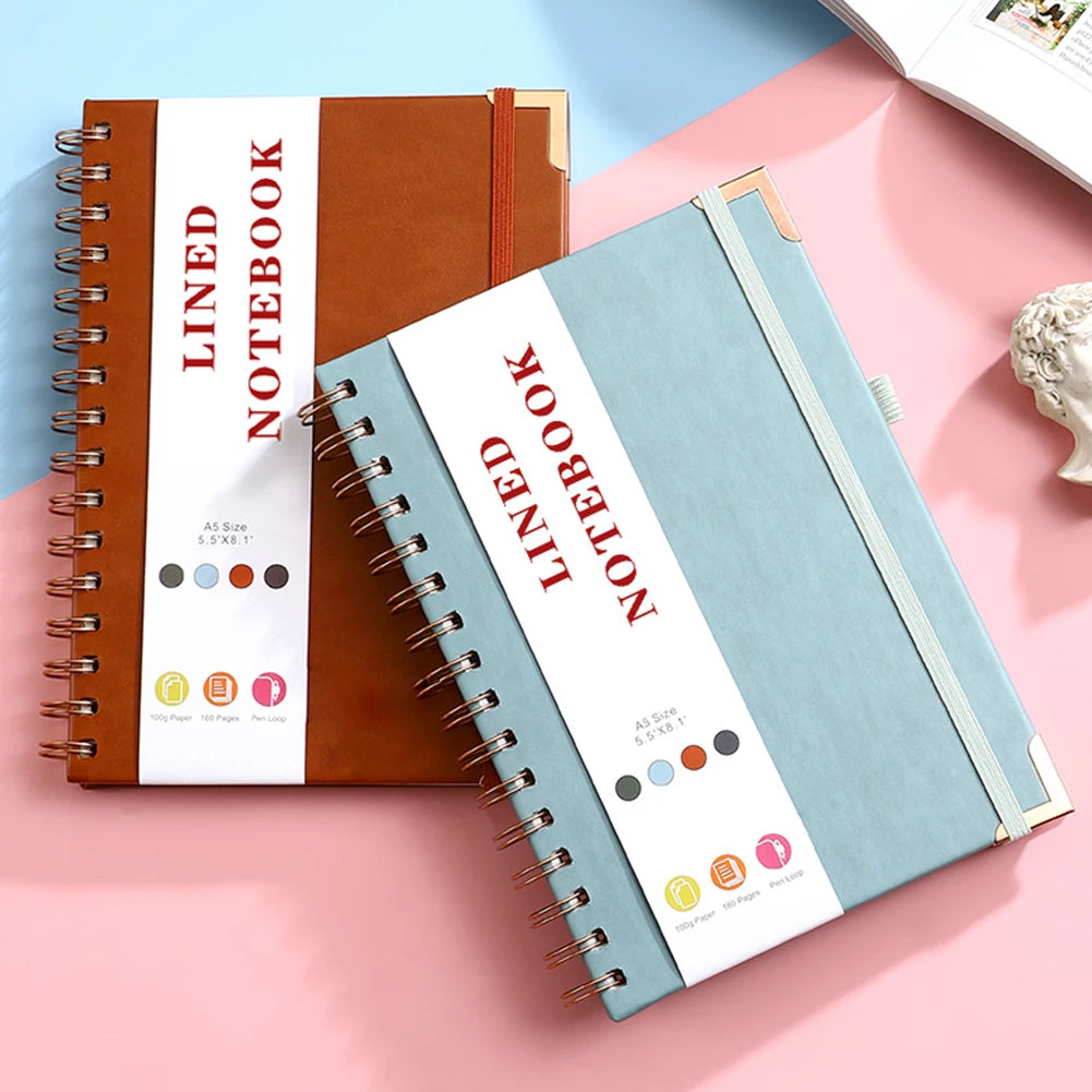 A5 Lined Notebook Spiral Journal Portable Hardcover Notebook Multi-Function Loose-leaf Notebook for Working Note Taking