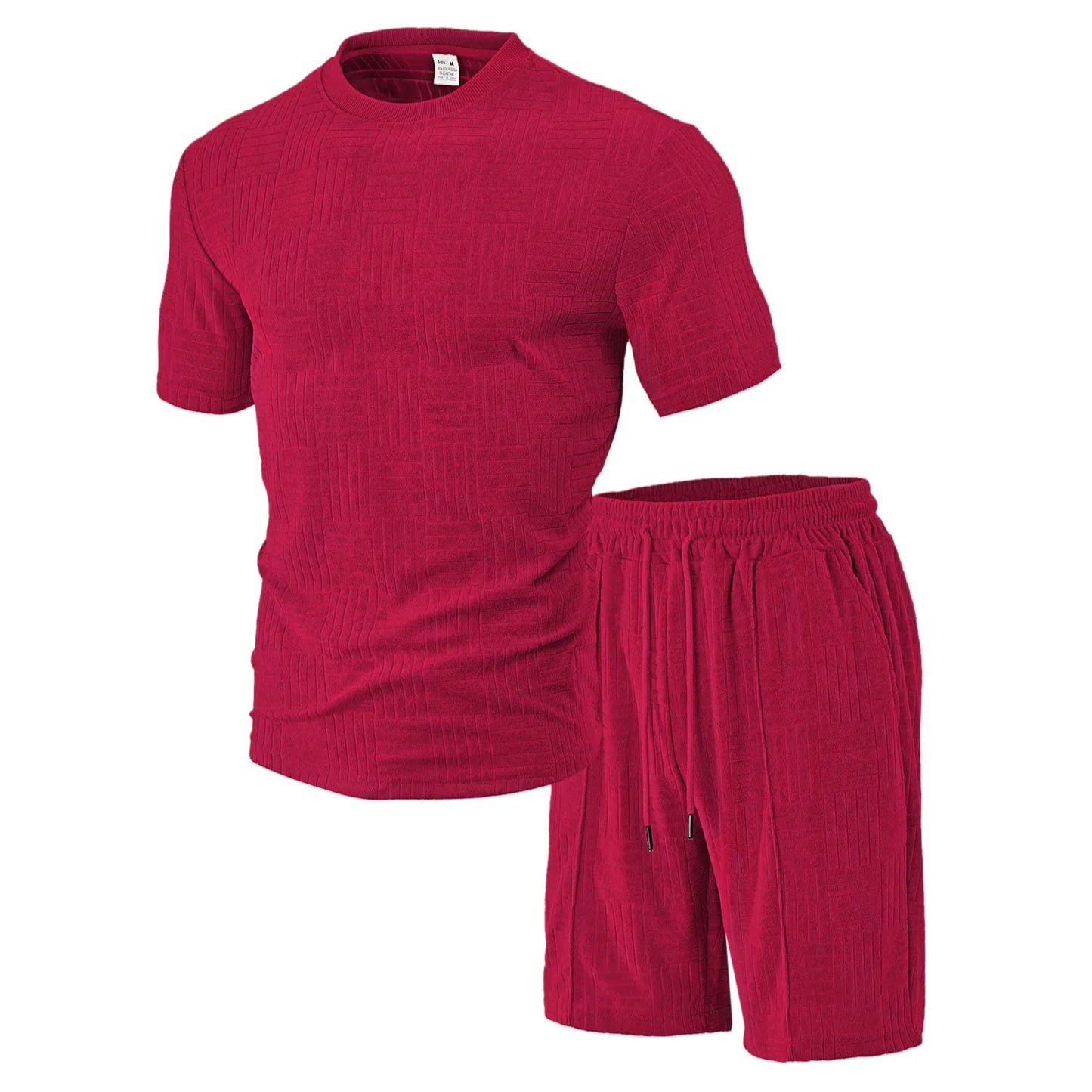 Men'S 2 Piece Clothing Short Sleeve Crew Neck Summer T Shirt With Drawstring Casual Sports Boys Suits Jacket Set With Ties