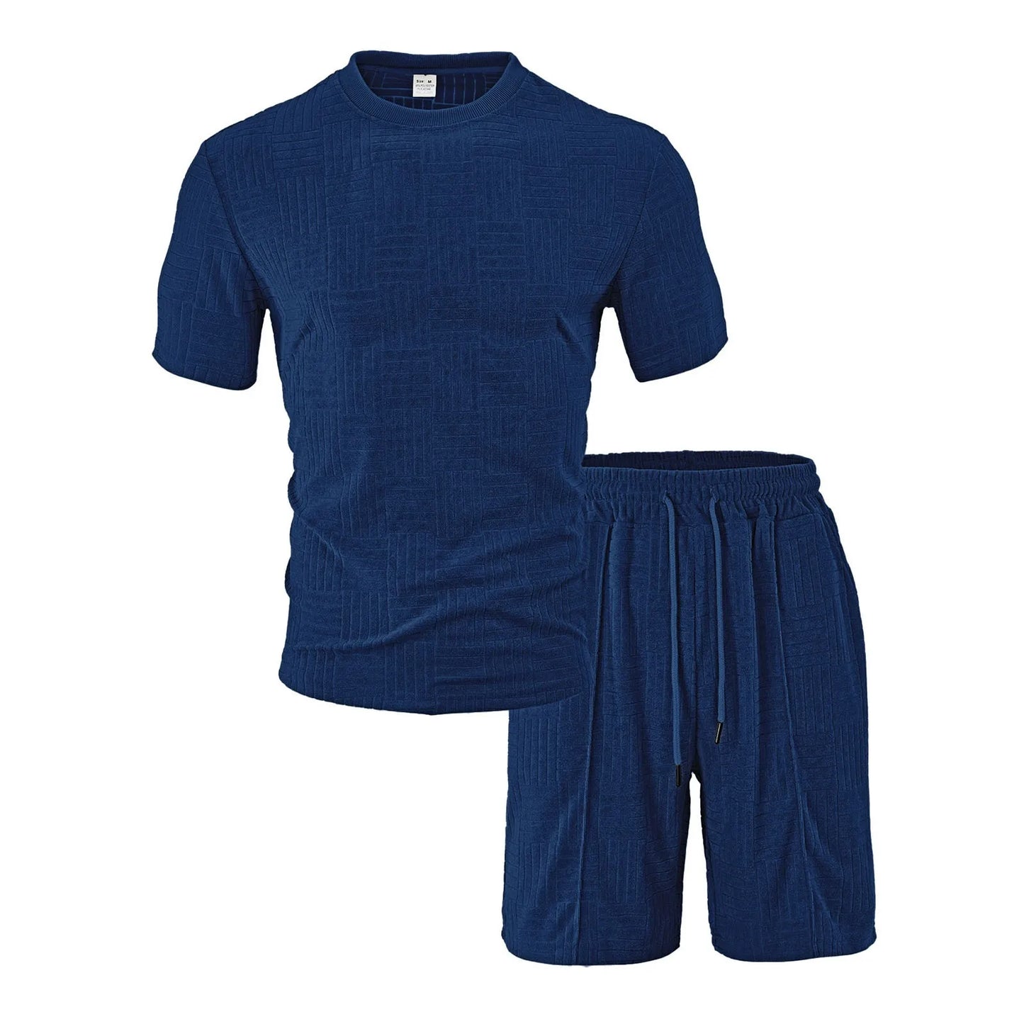 Men'S 2 Piece Clothing Short Sleeve Crew Neck Summer T Shirt With Drawstring Casual Sports Boys Suits Jacket Set With Ties