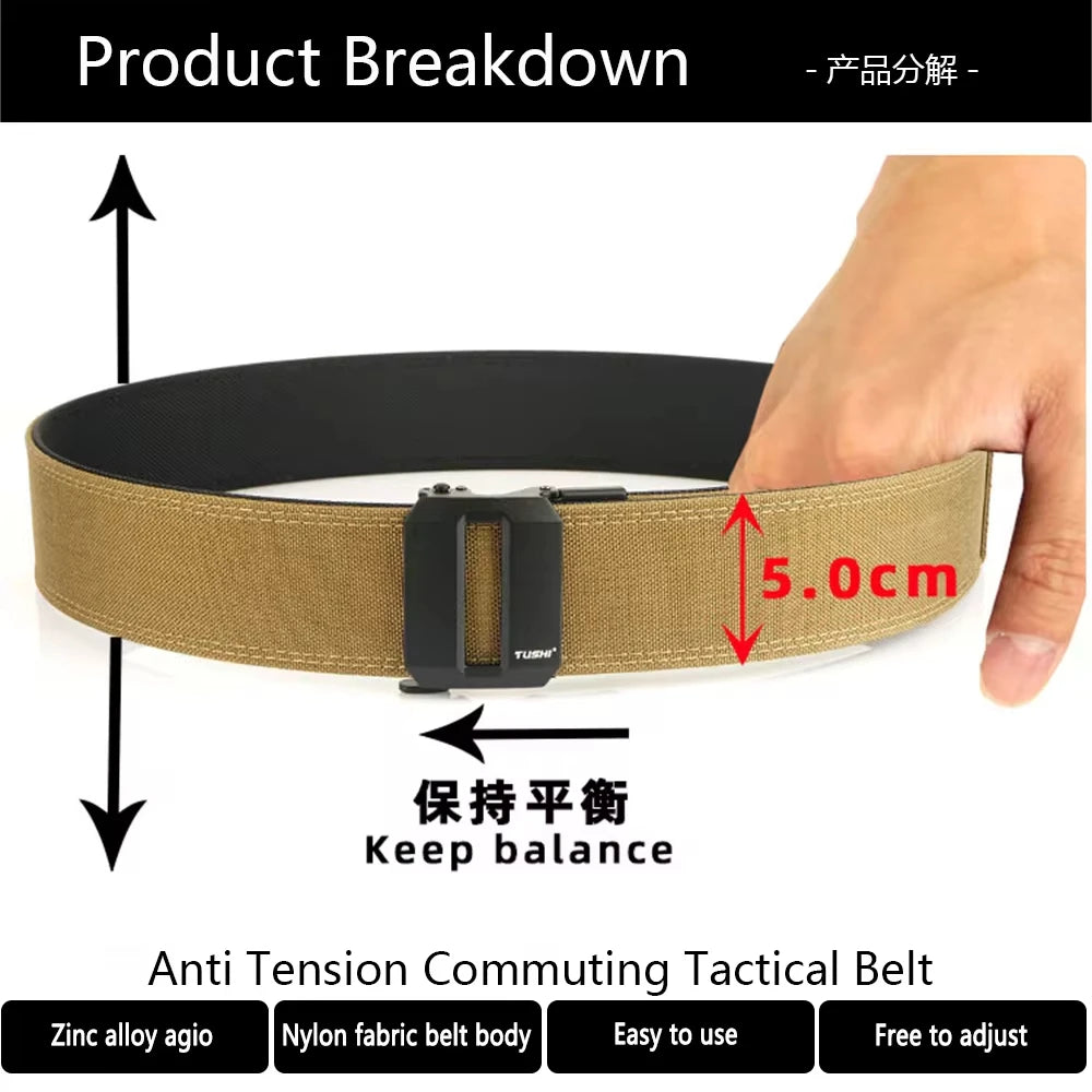 TUSHI Brand 5CM Wide functional wind hanging gun shooting training belt men's versatile workwear casual nylon automatic buckle