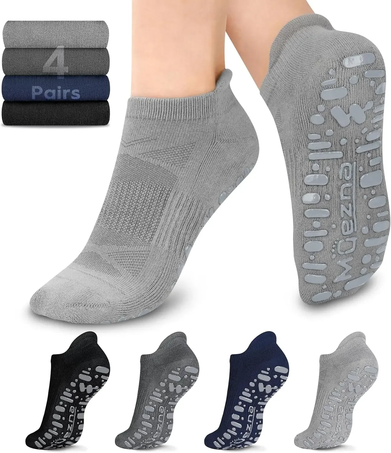 Non Slip Yoga Socks for Women, Anti-Skid Pilates, Barre, Hospital Socks with Grips, Size 5-10