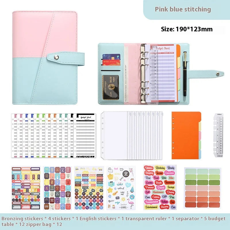 Pu A6 Binder Notebook Money Manager Budget Money Budget Planner With Pen Zipper Cash Envelope Budget Sheets Stickers Pvc Pockets