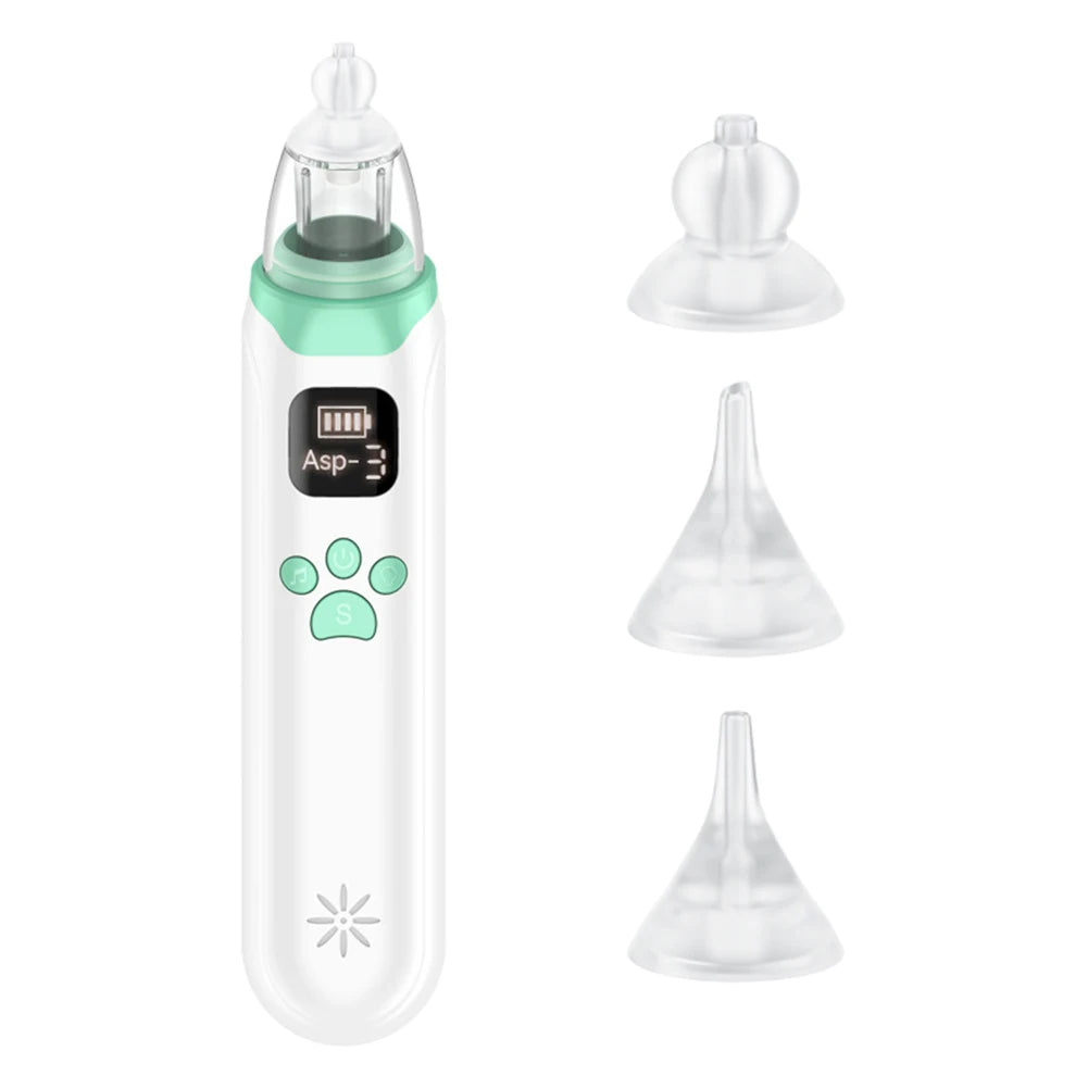 Electric Nasal Mucus Suction Rechargeable Infant Nasal Aspirator with 3 Silicone Nozzles 3 Suction Levels for Newborns Toddlers