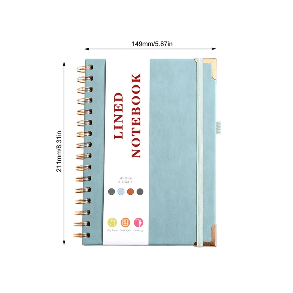 A5 Lined Notebook Spiral Journal Portable Hardcover Notebook Multi-Function Loose-leaf Notebook for Working Note Taking