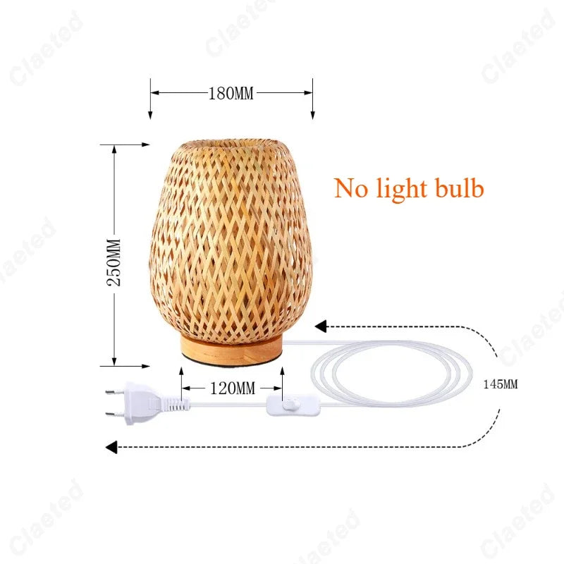 Ins Creative Retro LED Bamboo Weaving Table Lamp Restaurant Homestay Desk Decoration Atmosphere Projection Lighting Fixtures