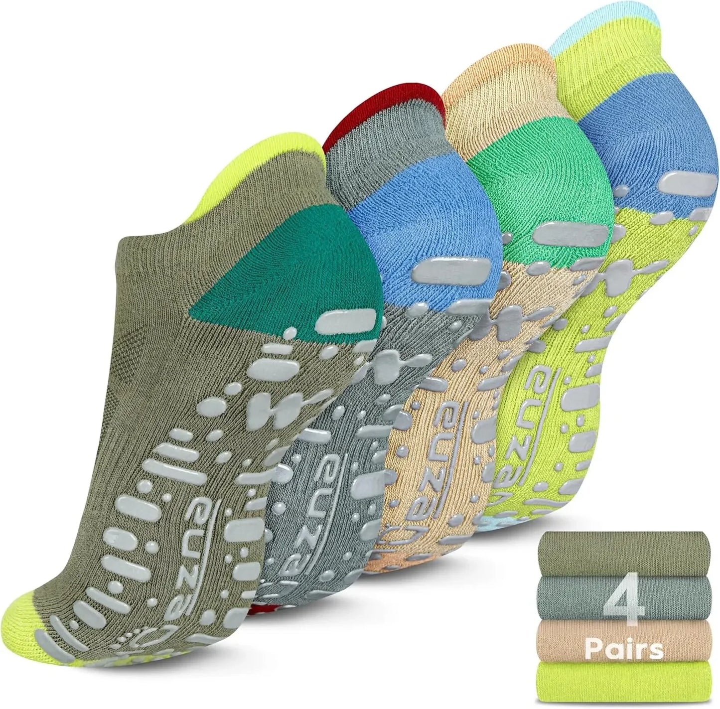 Non Slip Yoga Socks for Women, Anti-Skid Pilates, Barre, Hospital Socks with Grips, Size 5-10