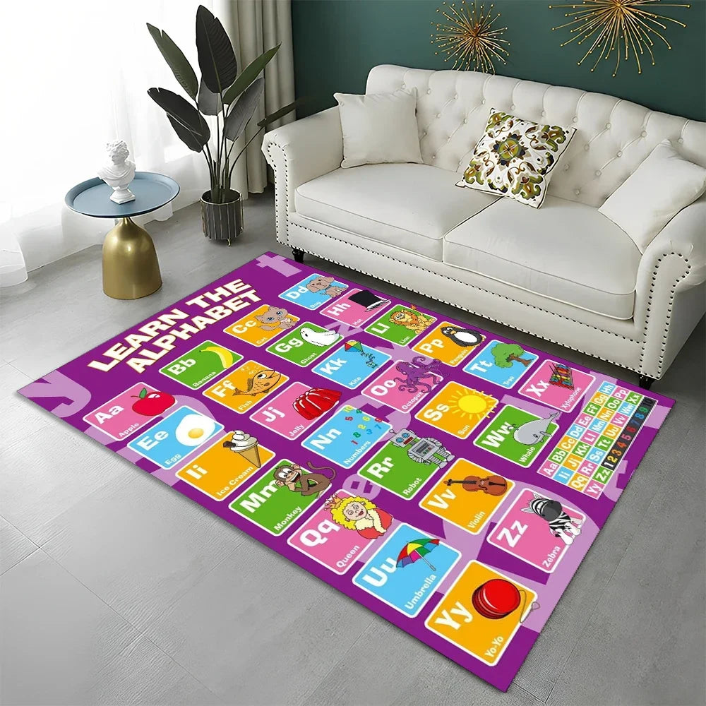 ABC Early Education Cartoon Kids Playroom Alphabet Children Crawling Area Rug,Carpet for Living Room Bedroom Sofa,Non-slip Mat