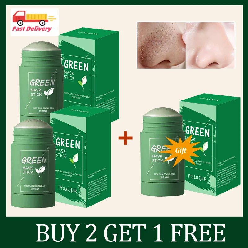 Original Green Tea Solid Mask Remove Blackhead Treat Acne Blemish White Black Dots Clean Stick Cream Pores Shrinking Skin Care