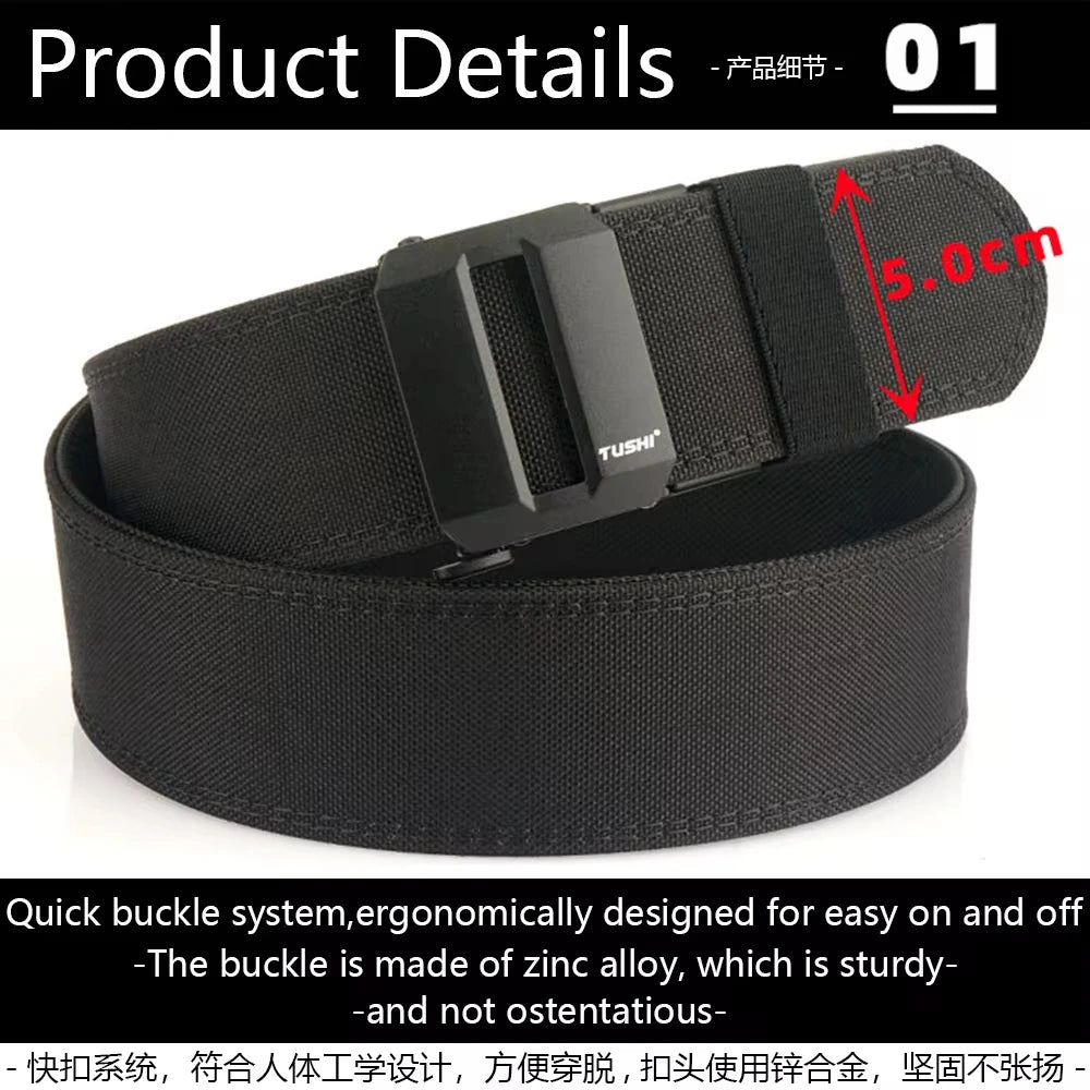 TUSHI Brand 5CM Wide functional wind hanging gun shooting training belt men's versatile workwear casual nylon automatic buckle