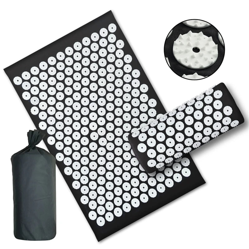 Pillow Massager Set Eco Lotus Acupressure Cushion Set with Kuznetsov Applicator for Back Pain Relief Foot Massager Shakti Mat