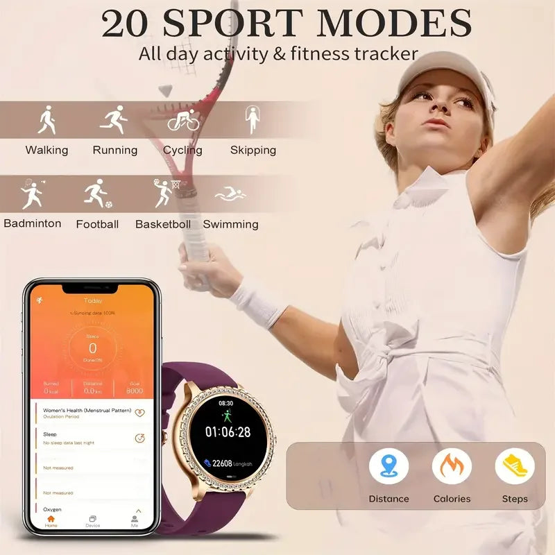 smart Watches for Women for Android and for iPhone Full Touch Screen Watch 100+ Sports Mode Fitness Tracker Watch