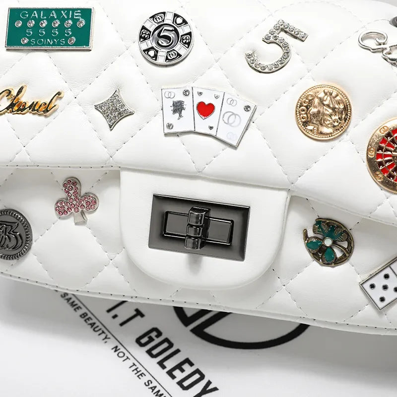 Hong Kong ITGDLEDY Genuine Leather Luxury Brand Women's Crossbody Bag New 2021 Single Shoulder Small Bag Chain Strap Bag