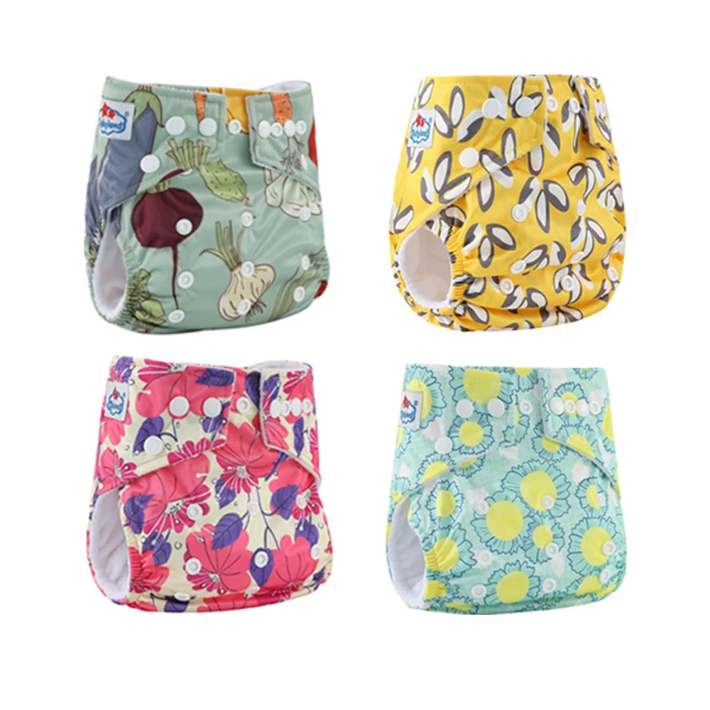 4pcs Babyland 2025 Washable Reusable Cloth Diaper Ecological Adjustable Real Pocket Nappy Underwear Fit 0-2year 3-15kg