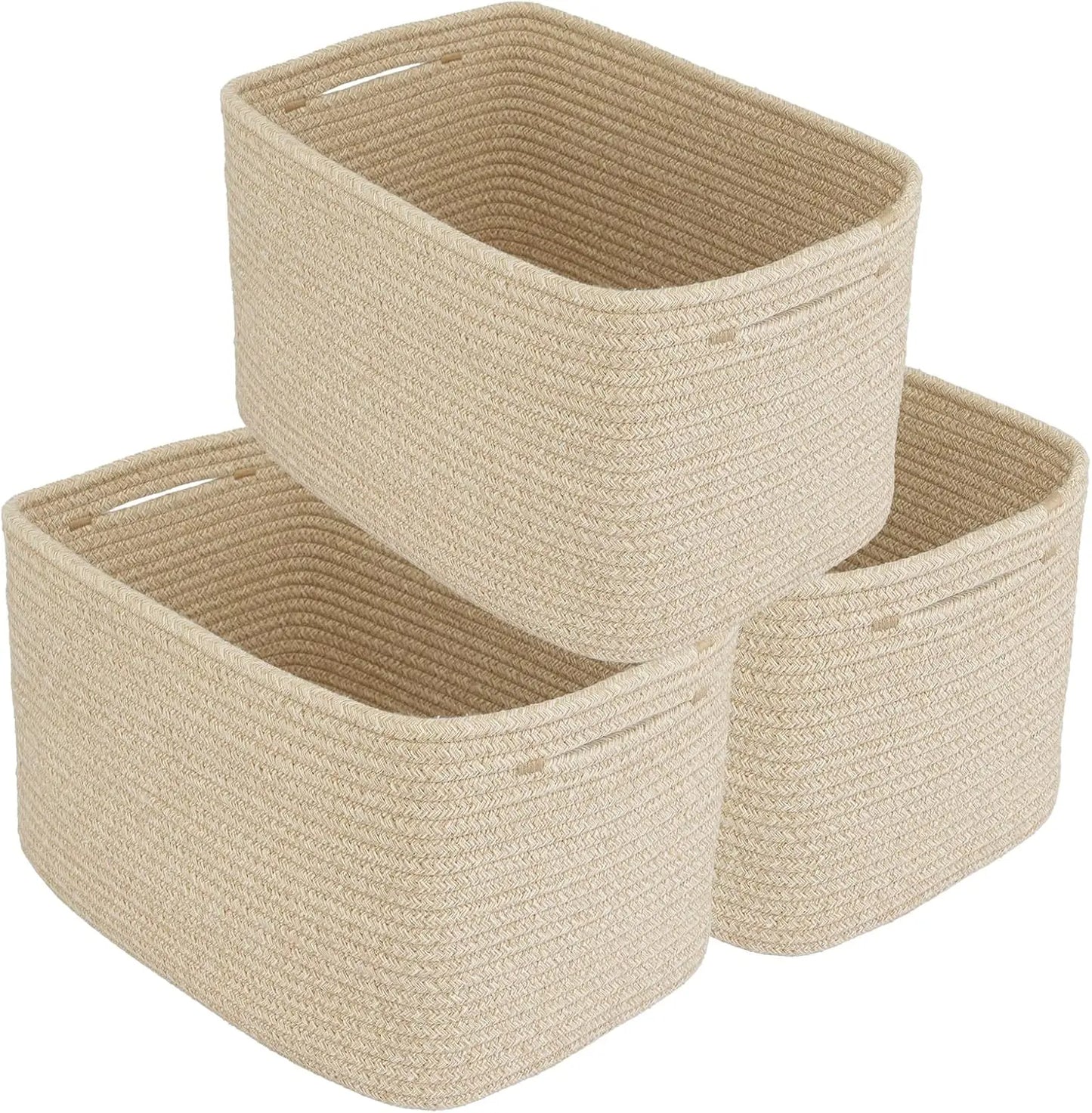 Cotton Rope storage Basket Bins Woven Basket for Organizing Shelves Rectangle Decorative Baskets For storage