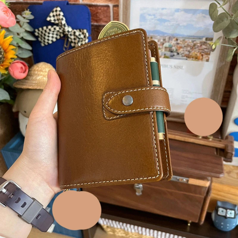 Red Pu M5 Notebooks 40sheets Line Inner Pages Loose-Leaf Leather Notebook Suitable For Students To Use As A Portable Pocket Book
