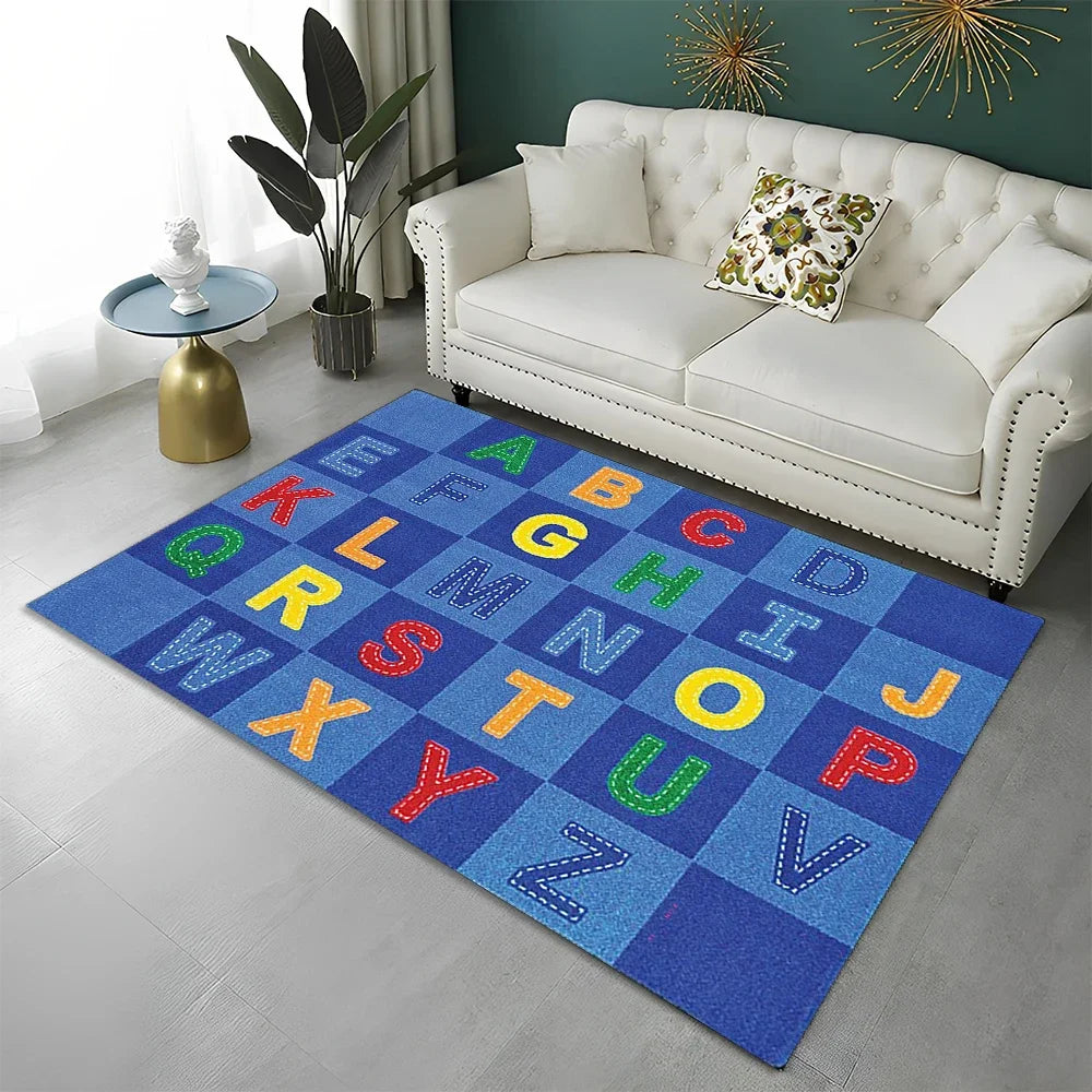 ABC Early Education Cartoon Kids Playroom Alphabet Children Crawling Area Rug,Carpet for Living Room Bedroom Sofa,Non-slip Mat