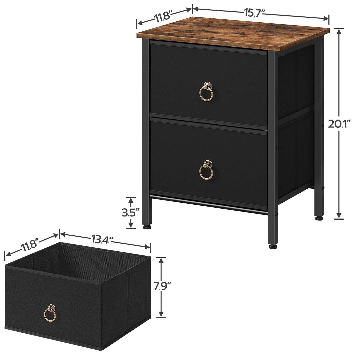 HOOBRO Nightstand Set of 2, 2 Drawer Dresser for Bedroom, Small Night Stand, Bedside Furniture, Side Table