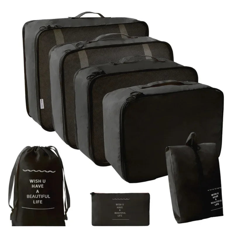 7-piece Set Travel Bag Organizer Clothes Luggage Travel Organizer Blanket Shoes Organizers Bag Suitcase Pouch Packing Cubes