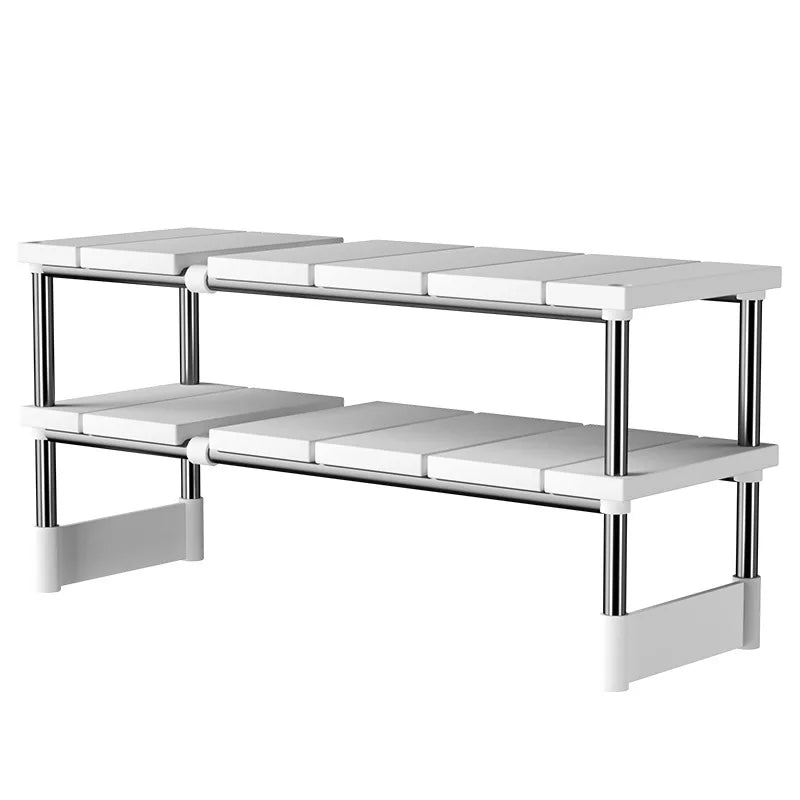 Kitchen Rack Retractable Under Sink Shelf Cabinet 2 Layer Multipurpose Pot Rack Cabinet Layered Storage Rack Bathroom Organizer