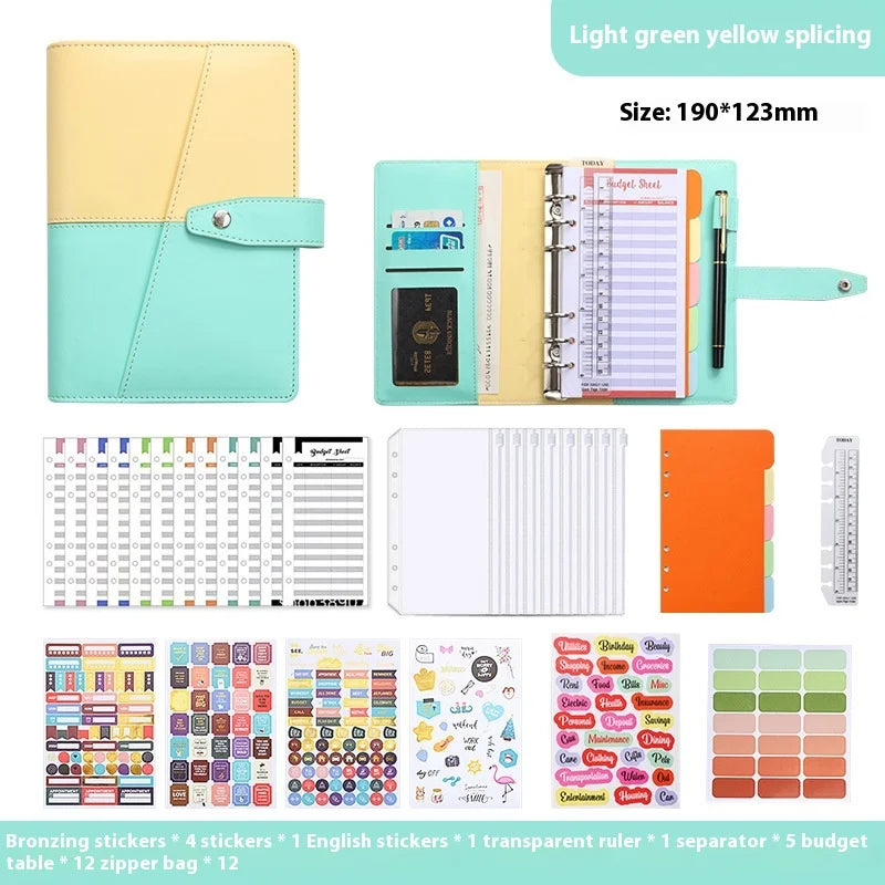 Pu A6 Binder Notebook Money Manager Budget Money Budget Planner With Pen Zipper Cash Envelope Budget Sheets Stickers Pvc Pockets