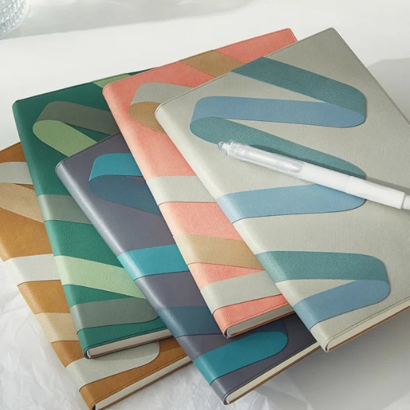Simple Thicken 192 Pages Work and Study Diary Journal Soft Leather Business School Office Meeting Record Notebook Thick Notepad