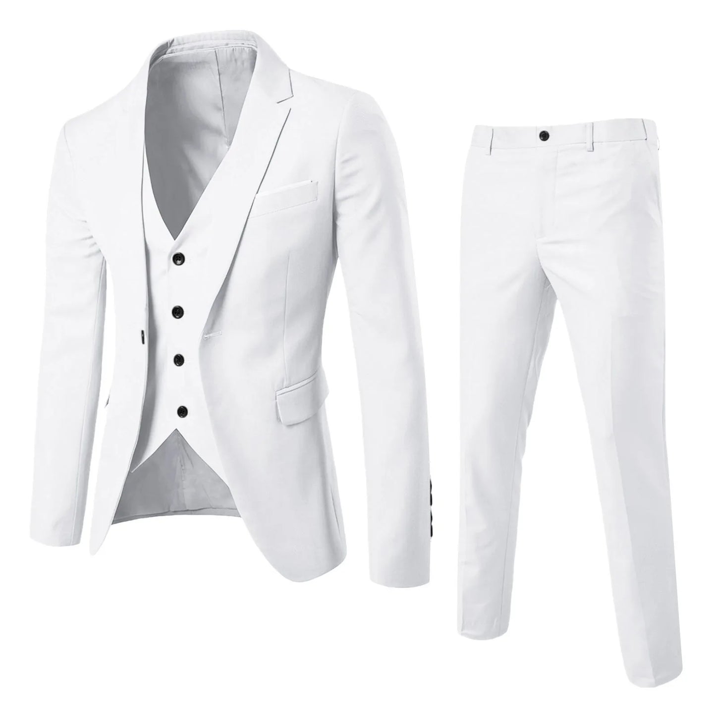 Men'S Trend Personality Shirt 3 Piece Slim Suit Business Wedding Party Vest & Pants Solid Color Elegant Man Clothes Complete 셔츠
