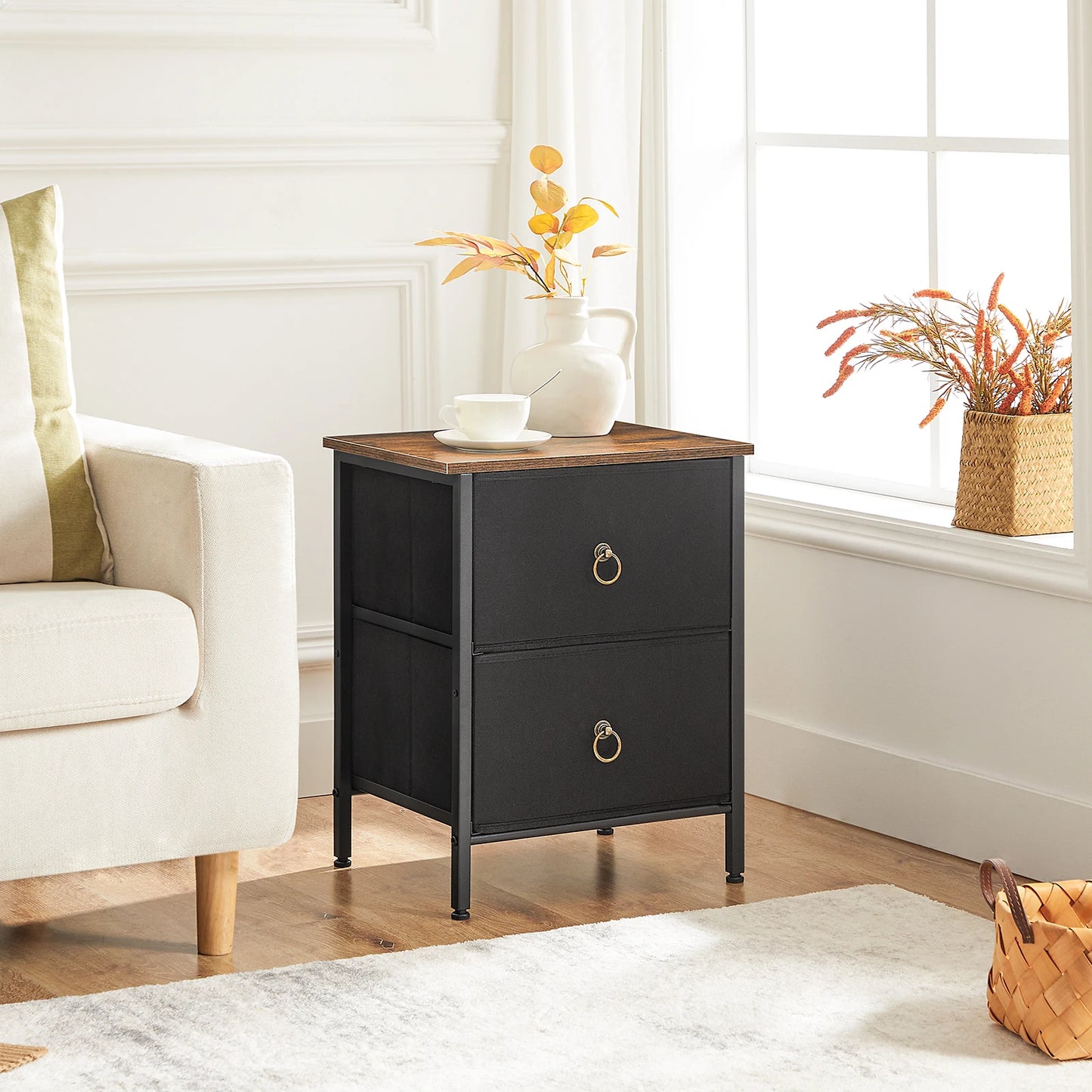 HOOBRO Nightstand Set of 2, 2 Drawer Dresser for Bedroom, Small Night Stand, Bedside Furniture, Side Table
