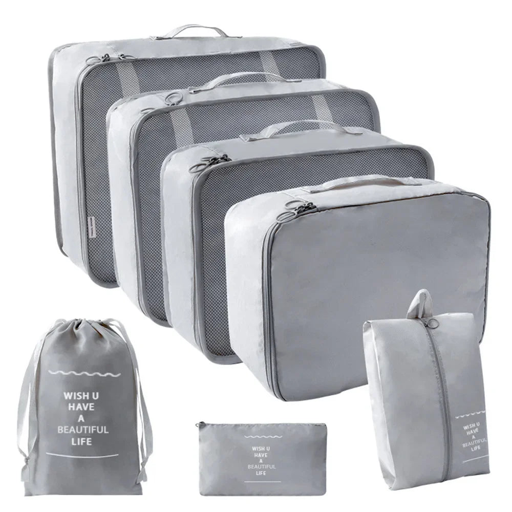 7-piece Set Travel Bag Organizer Clothes Luggage Travel Organizer Blanket Shoes Organizers Bag Suitcase Pouch Packing Cubes