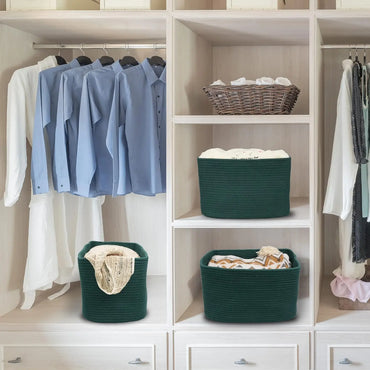 Cotton Rope storage Basket Bins Woven Basket for Organizing Shelves Rectangle Decorative Baskets For storage