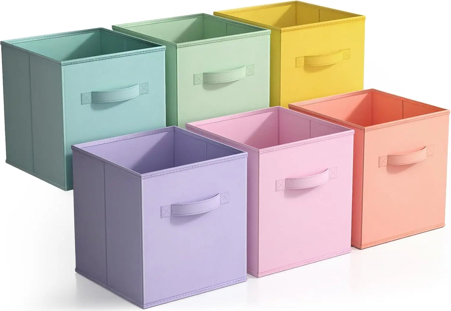Fabric Storage Cubes Sturdy Collapsible Storage Bins Handle 6 Foldable Baskets for Organizing Clothes, Toys