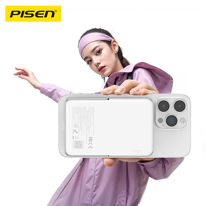 PISEN 30W Magnetic Wireless Fast Charging Power Bank 10000mAh High Capacity Compatible With Apple Magnetic Series Phones