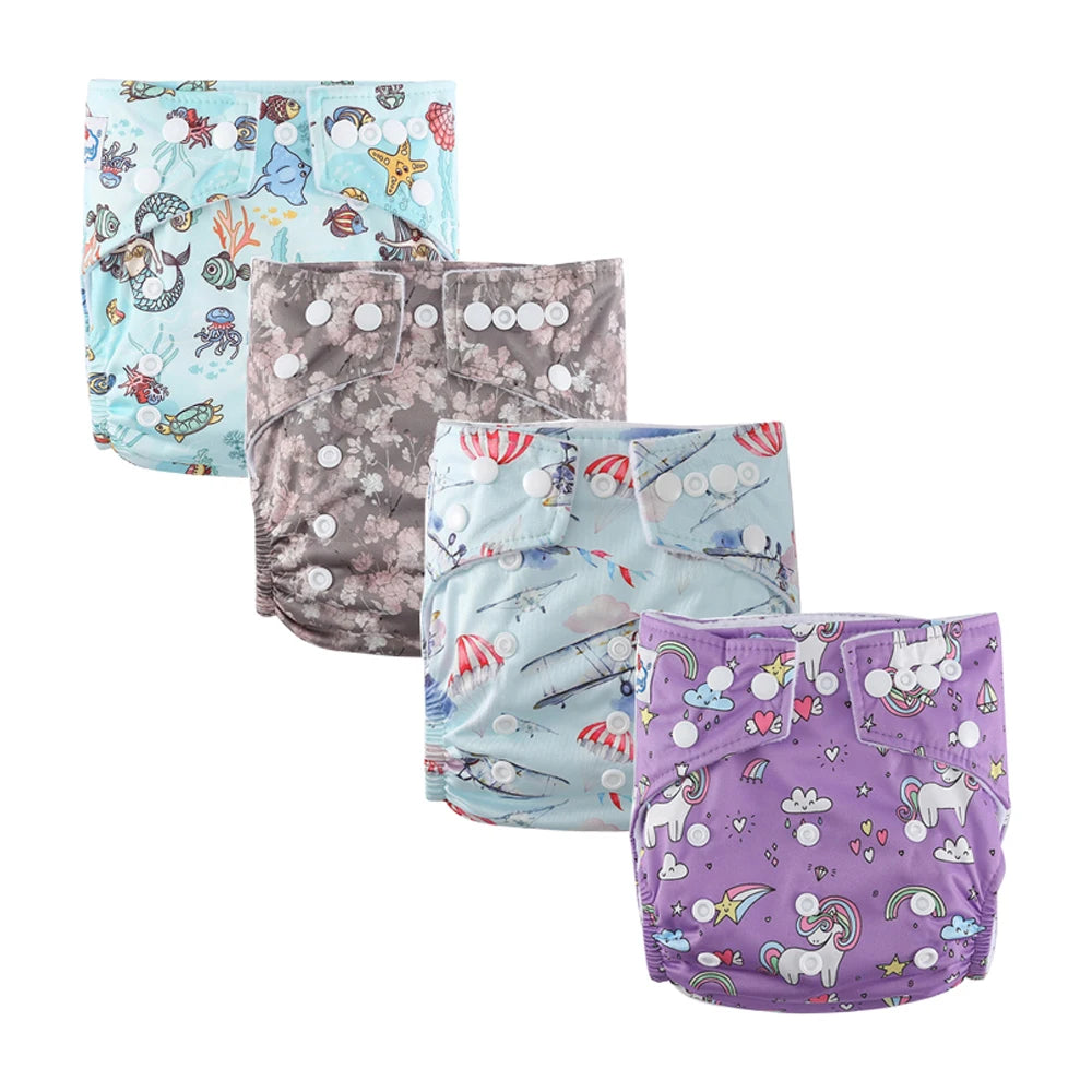 4pcs Babyland 2025 Washable Reusable Cloth Diaper Ecological Adjustable Real Pocket Nappy Underwear Fit 0-2year 3-15kg