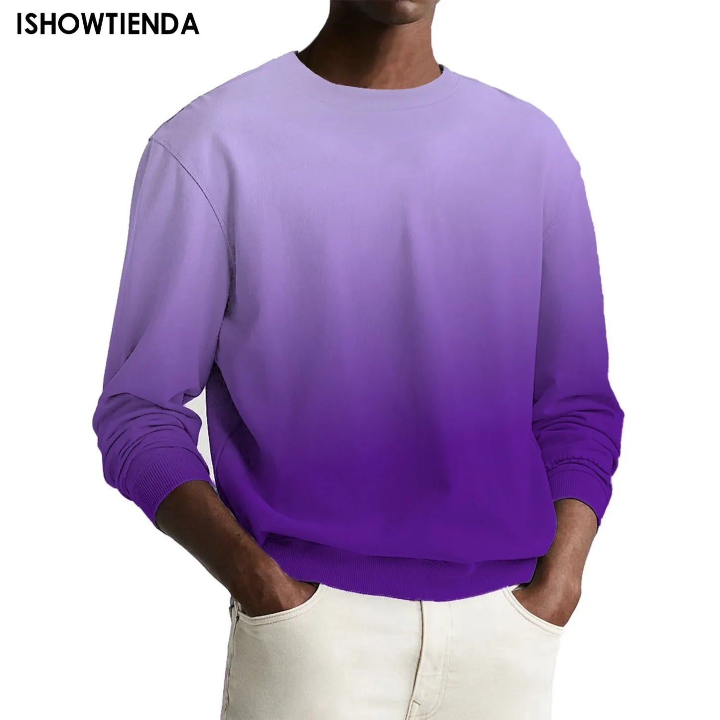 Gradient Print Men's Pullover Hooded Sweatshirt Spring Autumn Daily Fitness Sportswear Fashion Casual Hoodies Loose Clothing