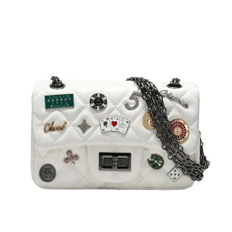 Hong Kong ITGDLEDY Genuine Leather Luxury Brand Women's Crossbody Bag New 2021 Single Shoulder Small Bag Chain Strap Bag