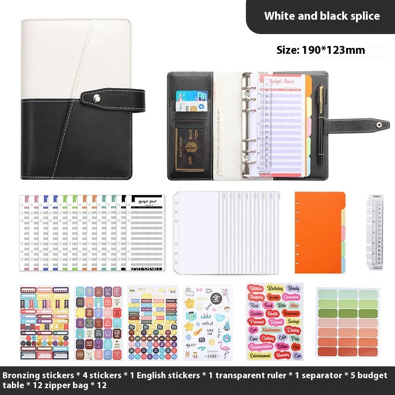 Pu A6 Binder Notebook Money Manager Budget Money Budget Planner With Pen Zipper Cash Envelope Budget Sheets Stickers Pvc Pockets