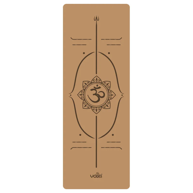 2025 New Cork & Natural Rubber Luxury Yoga Mat with Laser-Engraved Alignment Lines - Shock Absorption, Anti-Slip, Noise Reductio