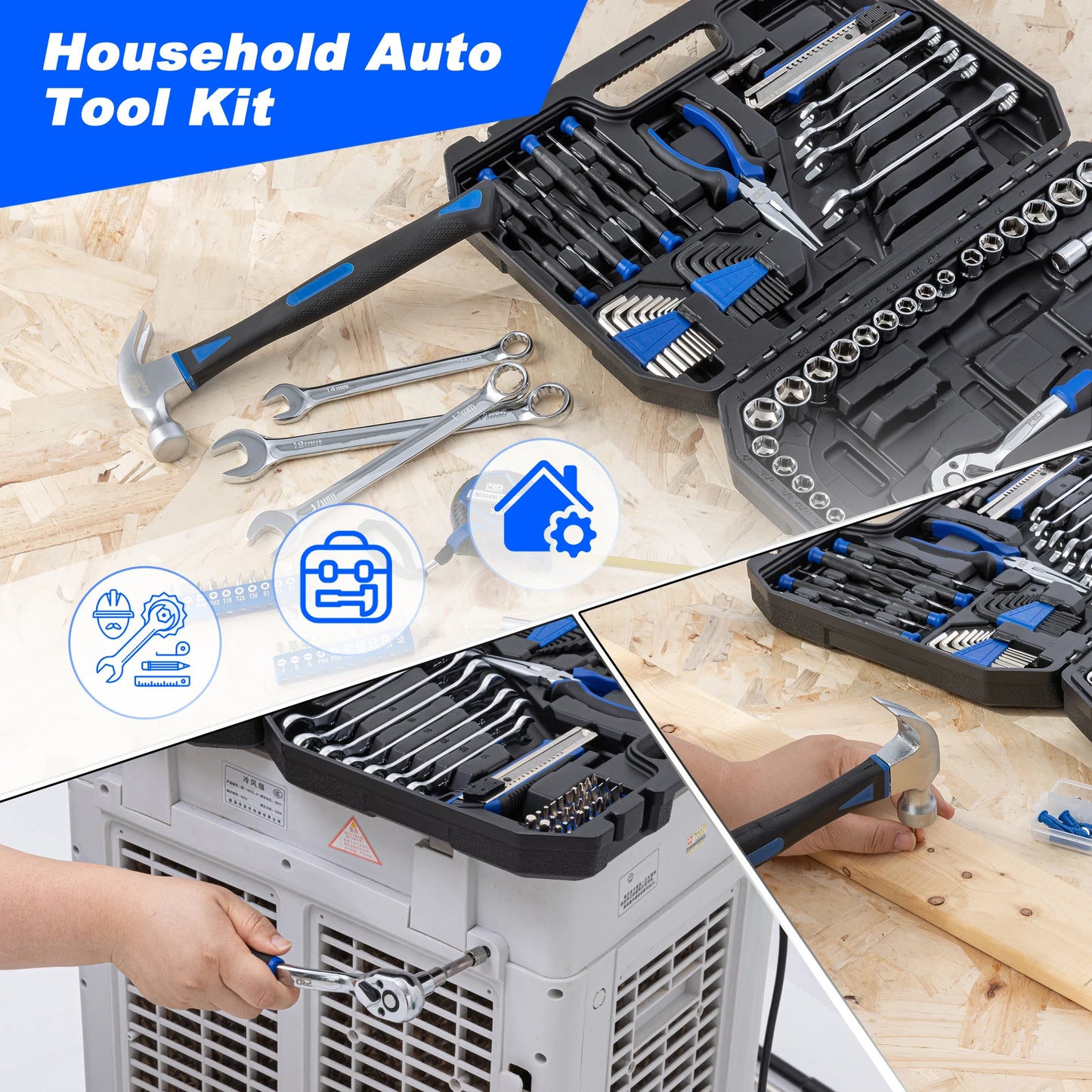 200 PCS Ratchet Wrench Hand Tools Set Combination Socket Adapter Kit Spanner Set General Household Wrench Set Tool