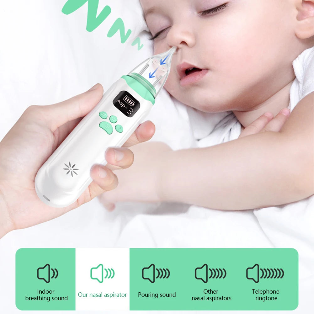 Electric Nasal Mucus Suction Rechargeable Infant Nasal Aspirator with 3 Silicone Nozzles 3 Suction Levels for Newborns Toddlers