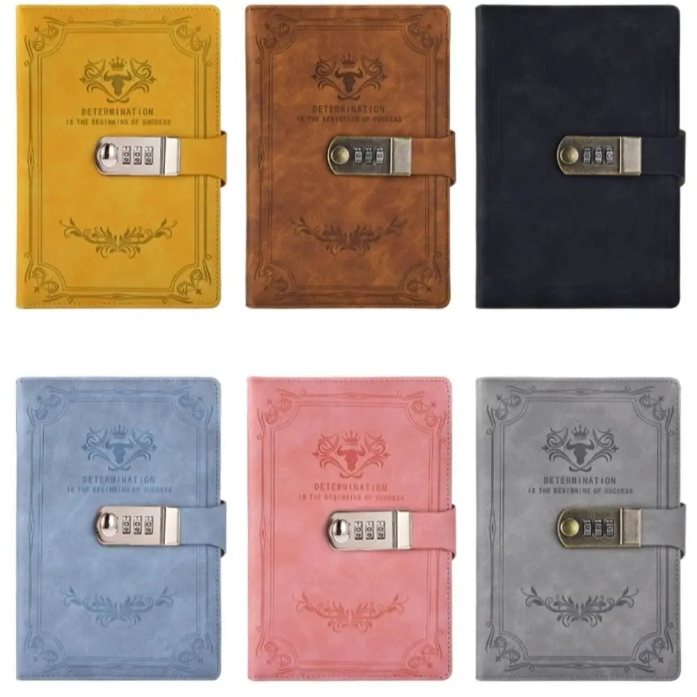 Stylish Dazzling Lockable Journal Square A5 PU Leather Notebook Thickened Pages Horizontal Line Premium Quality Notepad Students