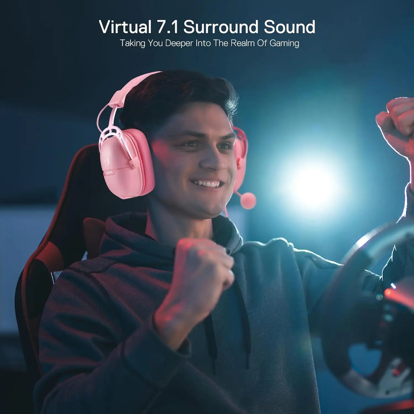Redragon H376 Aurora Wired Gaming Headset, 7.1 Surround Sound Over-Ear Headphone w/40 MM Audio Drivers, Advanced EQ Mode