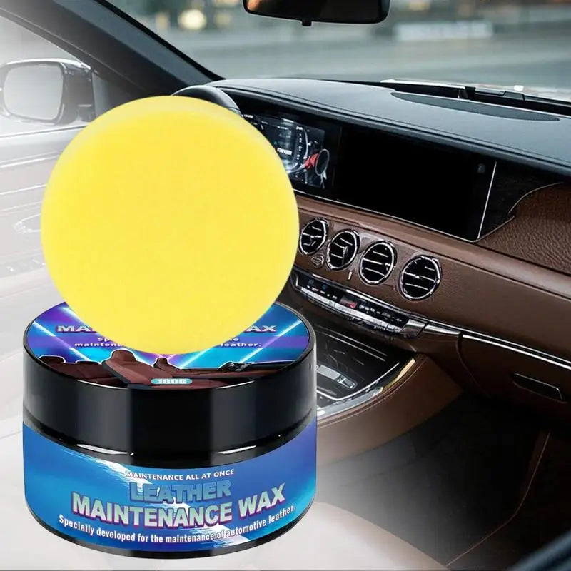 Car Leather Maintenance Cream 100g Leather Care Cleaning Paste with Sponge Restorer Wax For Home Furniture Automotive Interiors