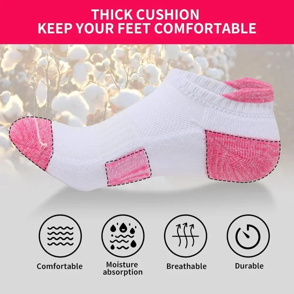 Running Ankle Socks for Women Athletic Cotton Cushioned 5-6 Pairs Workout No Show Socks Women