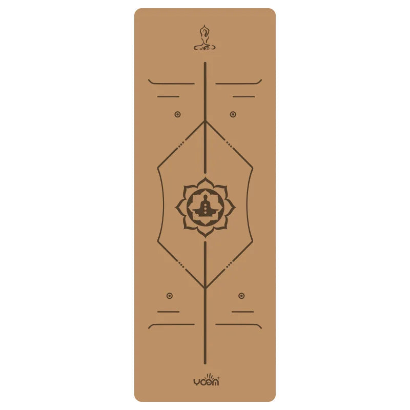 2025 New Cork & Natural Rubber Luxury Yoga Mat with Laser-Engraved Alignment Lines - Shock Absorption, Anti-Slip, Noise Reductio